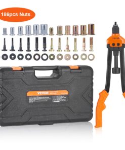 VEVOR 40 cm (16 in) Rivet Nut Tool Kit with 13 Metric & SAE Mandrels and 186 Rivet Nuts