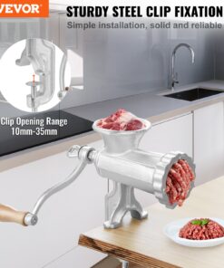 Heavy-Duty Cast Iron Hand Crank Mincer with 5mm/0.2'' & 8mm/0.31'' Plates