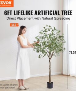 Lifelike Faux Plant with PE Material and Anti-Tip Protection for Indoor and Outdoor Decor