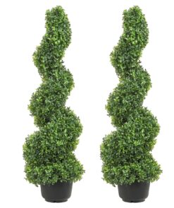 VEVOR 1.2m (4ft) Artificial Boxwood Spiral Topiary Trees