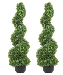 VEVOR 3ft (90cm) Artificial Boxwood Spiral Topiary Trees with Pot
