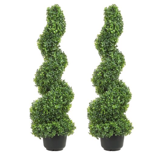 VEVOR 3ft 90cm Artificial Boxwood Spiral Topiary Trees with Pot