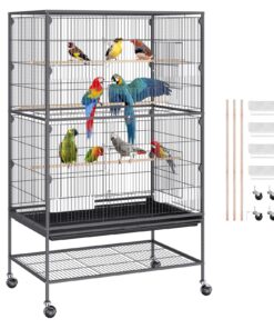 VEVOR Large Carbon Steel Bird Cage 132x51x132 cm (52x20x52 in) for Parakeets