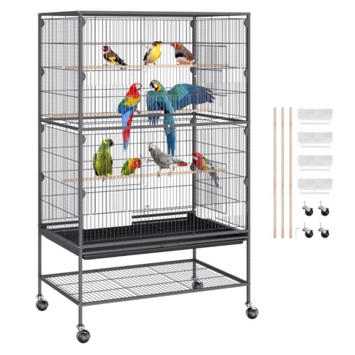 VEVOR Large Carbon Steel Bird Cage 132x51x132 cm 52x20x52 in for Parakeets