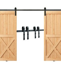 VEVOR 2.4m (8FT) Heavy Duty Sliding Barn Door Hardware Kit for Double Doors