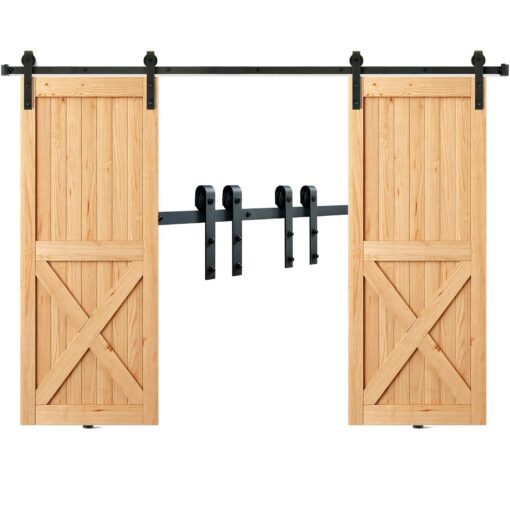 VEVOR 24m 8FT Heavy Duty Sliding Barn Door Hardware Kit for Double Doors