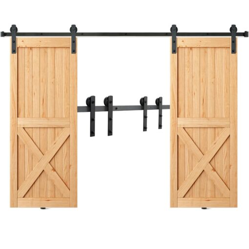 VEVOR 24m 8FT Sliding Barn Door Hardware Kit for Double Doors