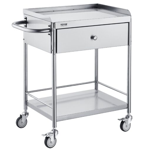 VEVOR Stainless Steel Medical Cart with Drawer