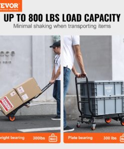 2-in-1 Folding Utility Cart with Rubber Wheels