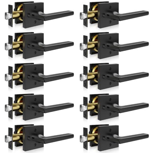 VEVOR Matte Black Square Privacy Door Handles Set of 10