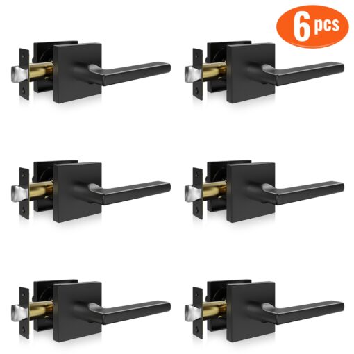 VEVOR Matte Black Door Lever Handle Set 6 Pack