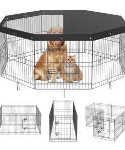 VEVOR Adjustable Metal Dog Playpen with Top Cover