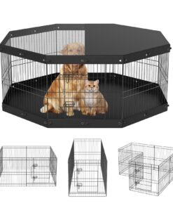 VEVOR Adjustable Metal Dog Playpen with Top Cover and Bottom Pad