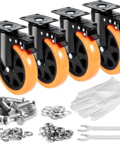 VEVOR 6-inch (15.24 cm) Swivel Plate Caster Wheels Set of 4 with Locking System