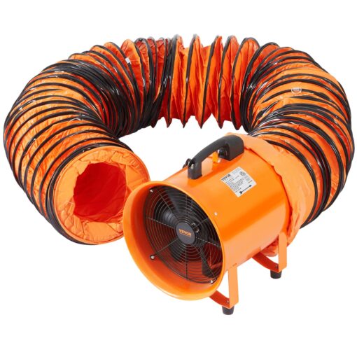 VEVOR 254mm 10 inch Portable Industrial Ventilation Fan with 10m 328ft Duct Hose