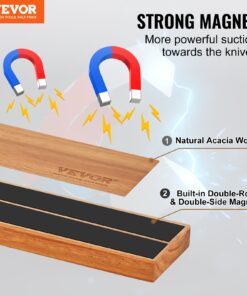 No-Drill Acacia Wood Wall-Mounted Organizer for Kitchen Knives