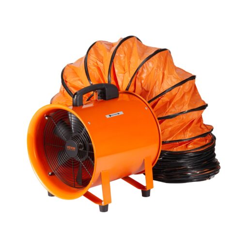 VEVOR 255 mm portatīvais ekstraktora ventilators ar 5 m cauruļvada šļūteni