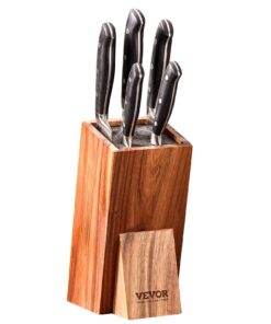 VEVOR Acacia Wood Universal Knife Block with PP Bristle Insert