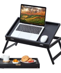 Adjustable Bamboo Bed Tray Table with Foldable Legs
