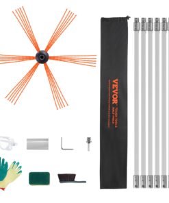 VEVOR 7m (23ft) Chimney Sweep Kit with 7 Reinforced Nylon Flexible Rods and Ergonomic 360-Degree Cleaning Brush