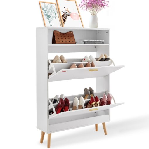 VEVOR Shoe Cabinet with 2 Flip Drawers and Top Storage