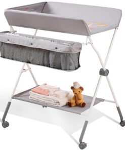 VEVOR Adjustable Folding Baby Changing Table with Lockable Wheels