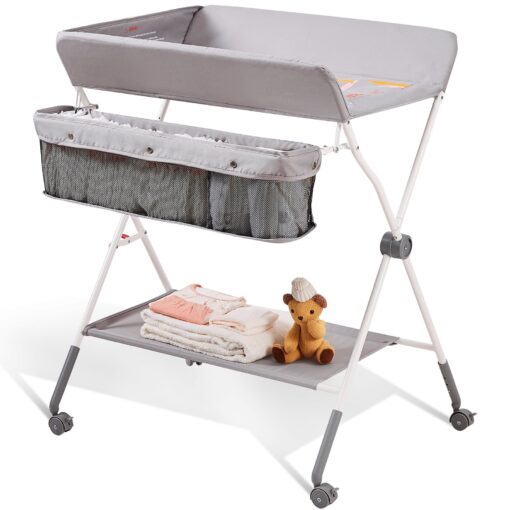 VEVOR Adjustable Folding Baby Changing Table with Lockable Wheels