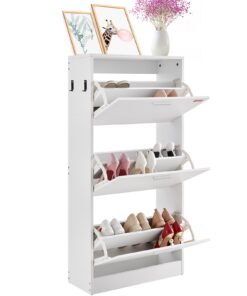 VEVOR White Shoe Storage Cabinet with 3 Flip Drawers