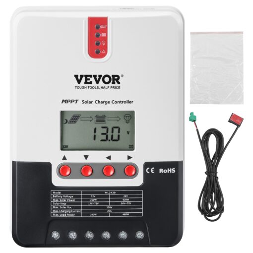 VEVOR 20A MPPT Solar Charge Controller with LCD Display