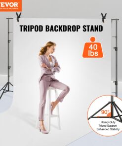 12 ft (3.6 m) Wide Photography Background Support System with Clamps and Carry Bag for Events and Studio