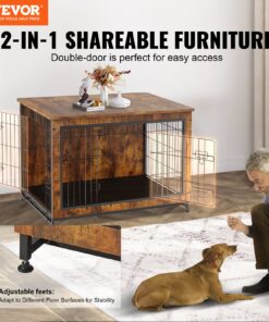 96.5 cm (38 inch) Dual-Door Heavy-Duty Dog Cage End Table with Removable Tray