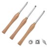 VEVOR Carbide Woodworking Lathe Chisel Set 3PCS with Ergonomic Handles and Storage Box
