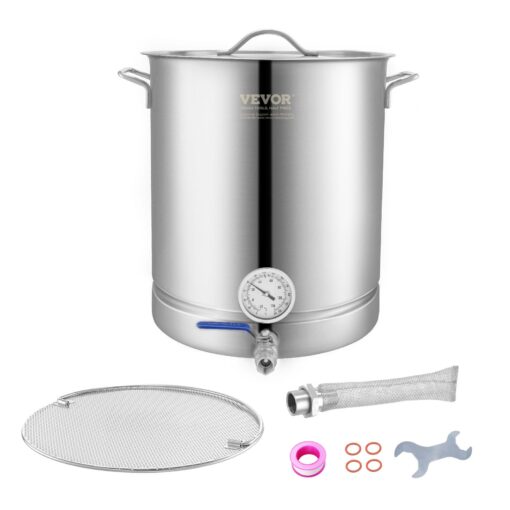 VEVOR 606L 16 Gallon Stainless Steel Home Brewing Kettle with Tri Ply Bottom