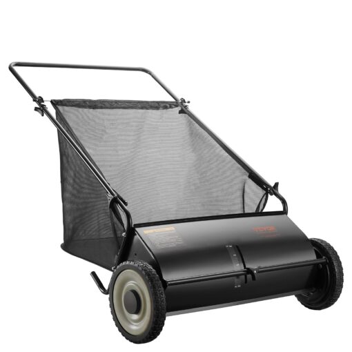 VEVOR 66 cm 26 Inch Push Lawn Sweeper with Large 198 L 7 Cu Ft Mesh Collection Hopper Bag