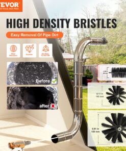 30 ft (9.1 m) Extendable with 3 Flexible Nylon Brushes for Efficient Duct Cleaning