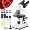 VEVOR High Definition Binocular Compound Microscope 40X 2500X with Dual Layer Mechanical Stage and Precision Focusing