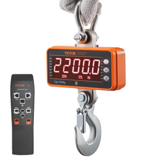 VEVOR High Precision Digital Crane Scale 1000 kg 2200 lbs with Remote Control and LED Display