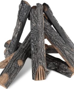 VEVOR 8 Pcs Ceramic Fiber Oak Logs for Gas Fireplace - Heat-Resistant