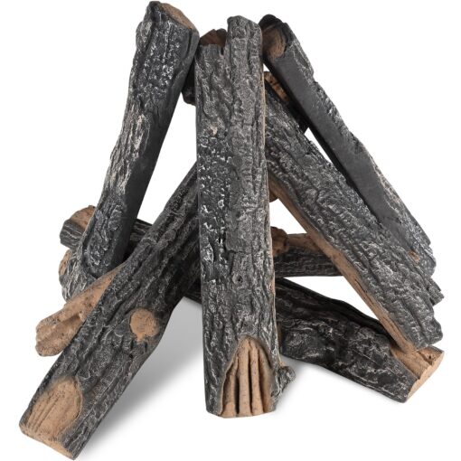 VEVOR 8 Pcs Ceramic Fiber Oak Logs for Gas Fireplace Heat Resistant