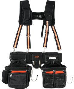 VEVOR Black Heavy Duty Carpenter Tool Belt with Suspenders