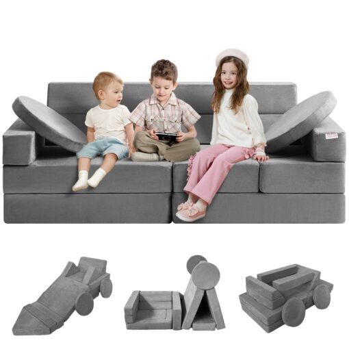 VEVOR Modular Kids Play Couch 15 Piece Foam Sofa with High Density Sponge