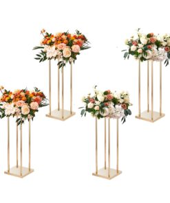 VEVOR 4PCS Gold Metal Column Flower Stand 60cm/23.6-inch Height