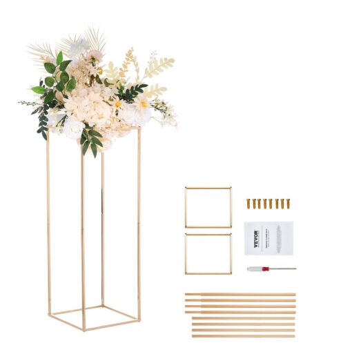 VEVOR 2PCS 80cm 315in Gold Metal Wedding Flower Stand Geometric Centerpiece Vase Column for Events Home Decor