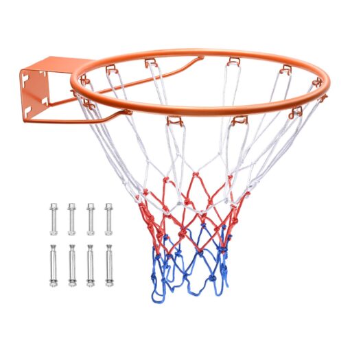 VEVOR Standard 18 Inch 4572 cm Wall Mounted Basketball Hoop with Heavy Duty Q235 Carbon Steel Rim and Nylon Net for Indoor and Outdoor Use