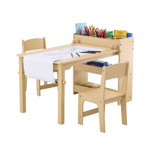 VEVOR Kids Art and Play Table Set with Storage Cabinet for Ages 2 8