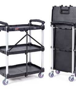 VEVOR Foldable Utility Service Cart with 3 Shelves