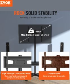 Height Adjustable TV Cart with Wheels for 58-152 cm (23-60 inch) TVs