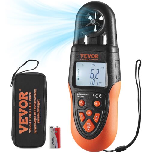 VEVOR Bluetooth Handheld Digital Anemometer with LED Backlight