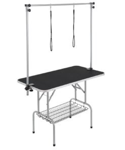 VEVOR Stainless Steel Pet Grooming Table with Dual Adjustable Arms and Storage