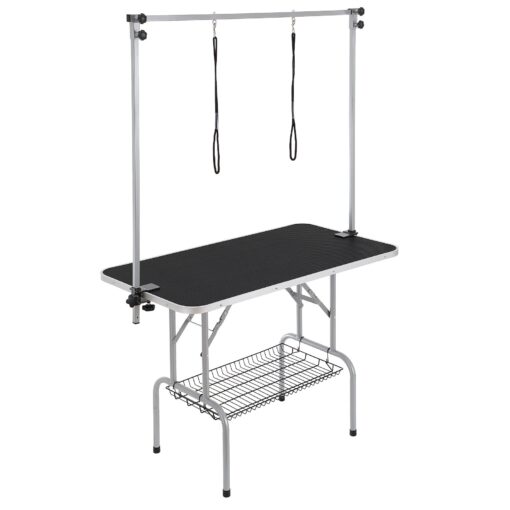 VEVOR Stainless Steel Pet Grooming Table with Dual Adjustable Arms and Storage